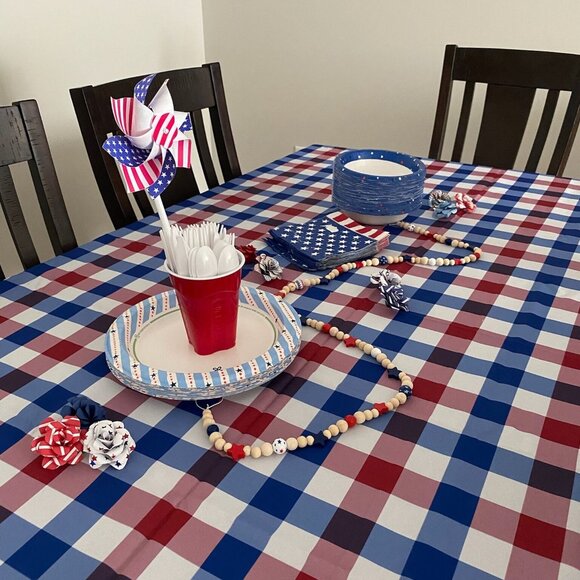 Patriotic Paper Flowers – 4th of July Vase Filler, Red White Blue Decor - Picture 3 of 5